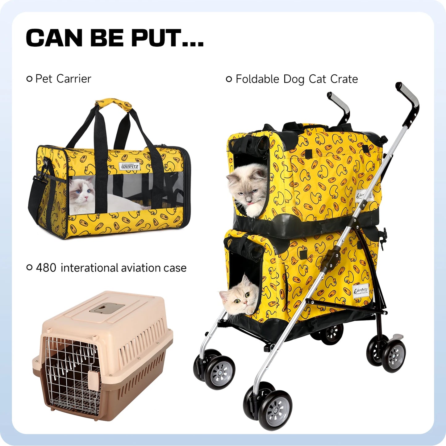 Poussette Pour Sac de Transport Pour Chat