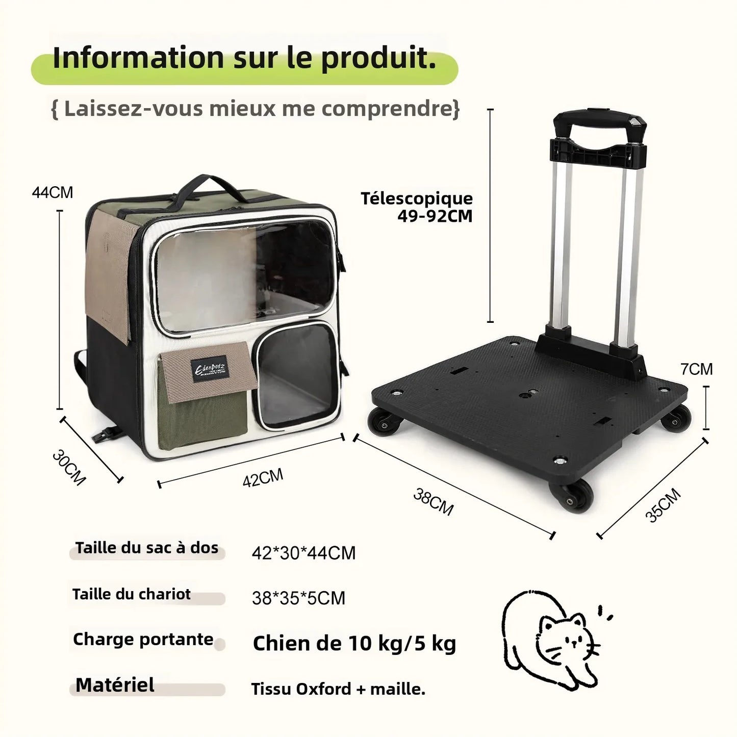 Sac De Transport à Roulettes Pour Chat