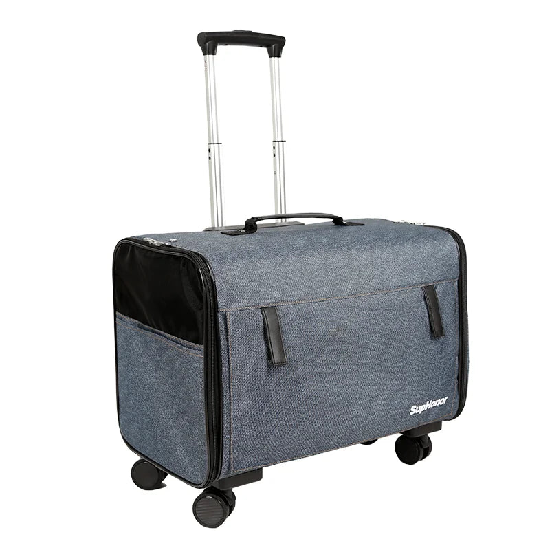 Sac de Transport à Roulettes Pour 2 Chats