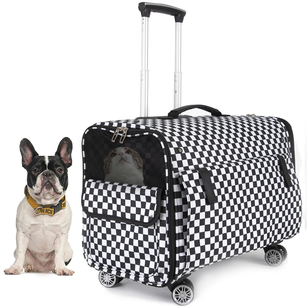 Sac de Transport à Roulettes Pour 2 Chats