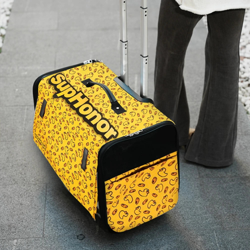 Sac de Transport à Roulettes Pour 2 Chats