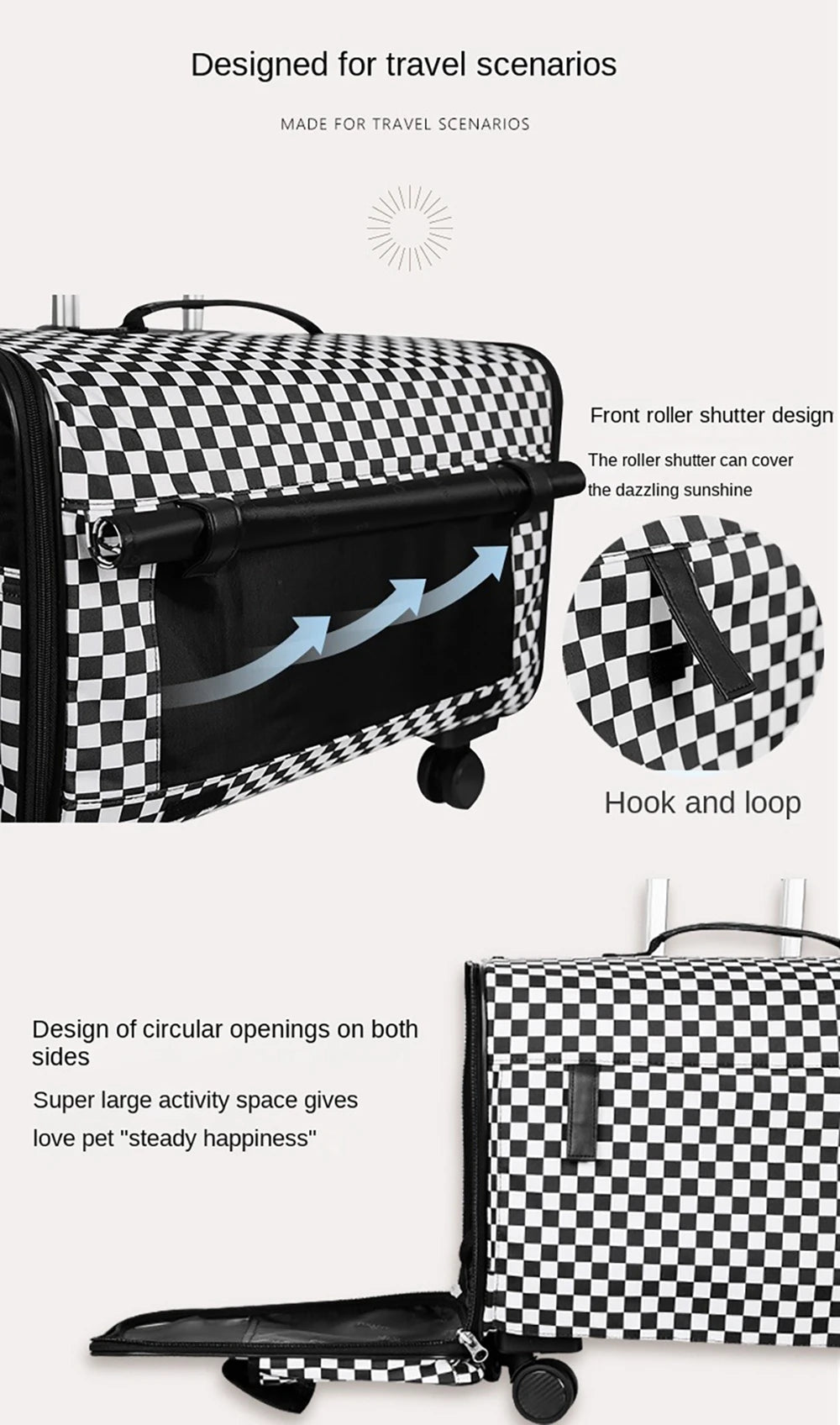 Sac de Transport à Roulettes Pour 2 Chats