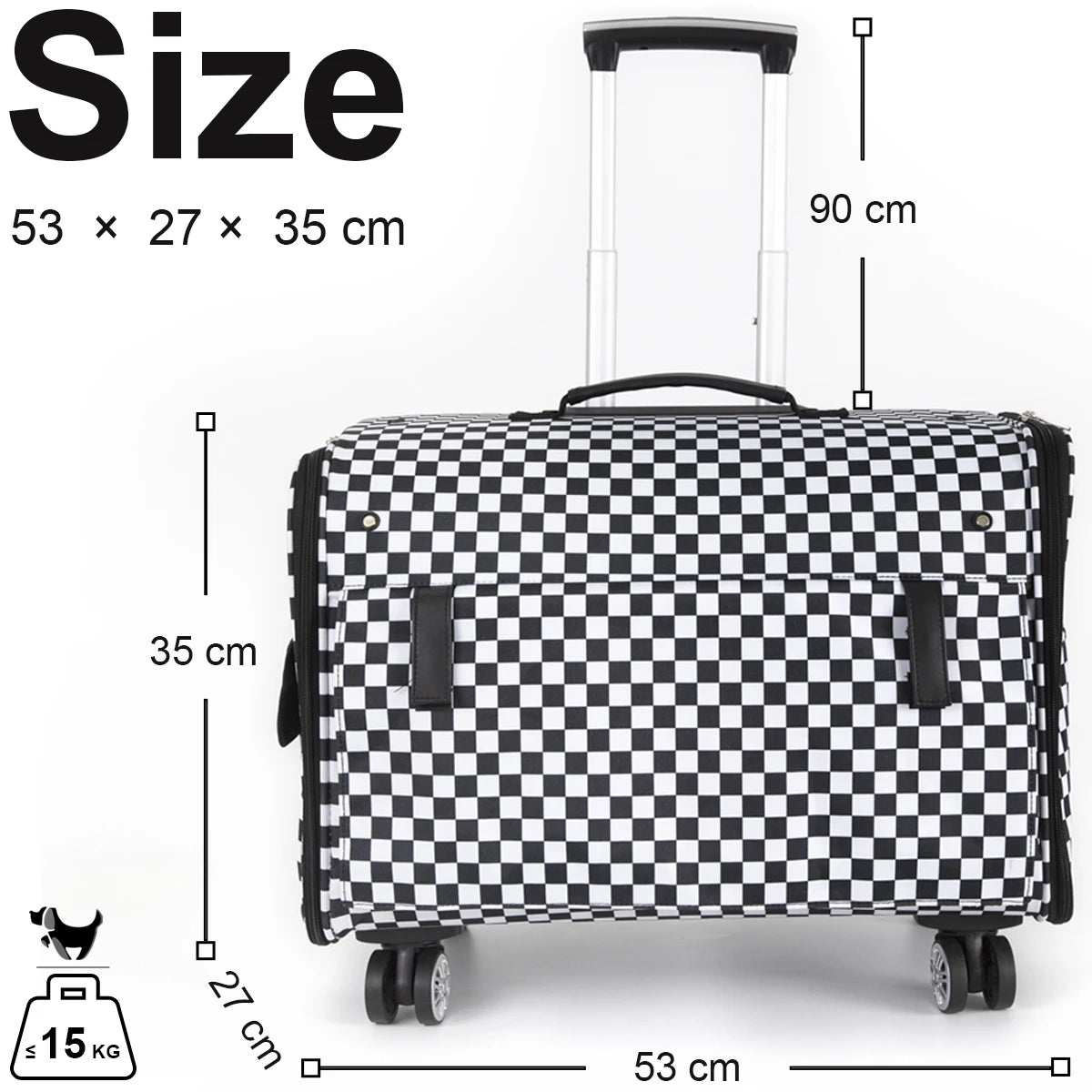 Sac de Transport à Roulettes Pour 2 Chats