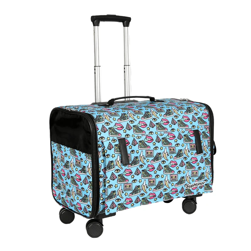 Sac de Transport à Roulettes Pour 2 Chats