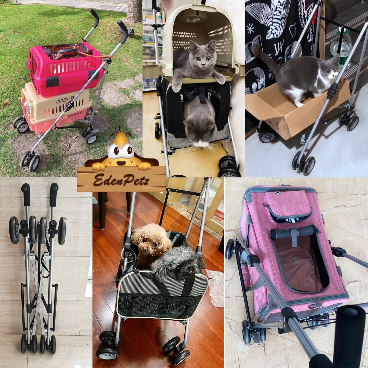 Poussette Pour Sac de Transport Pour Chat