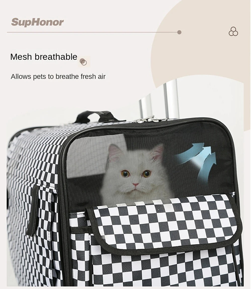 Sac de Transport à Roulettes Pour 2 Chats