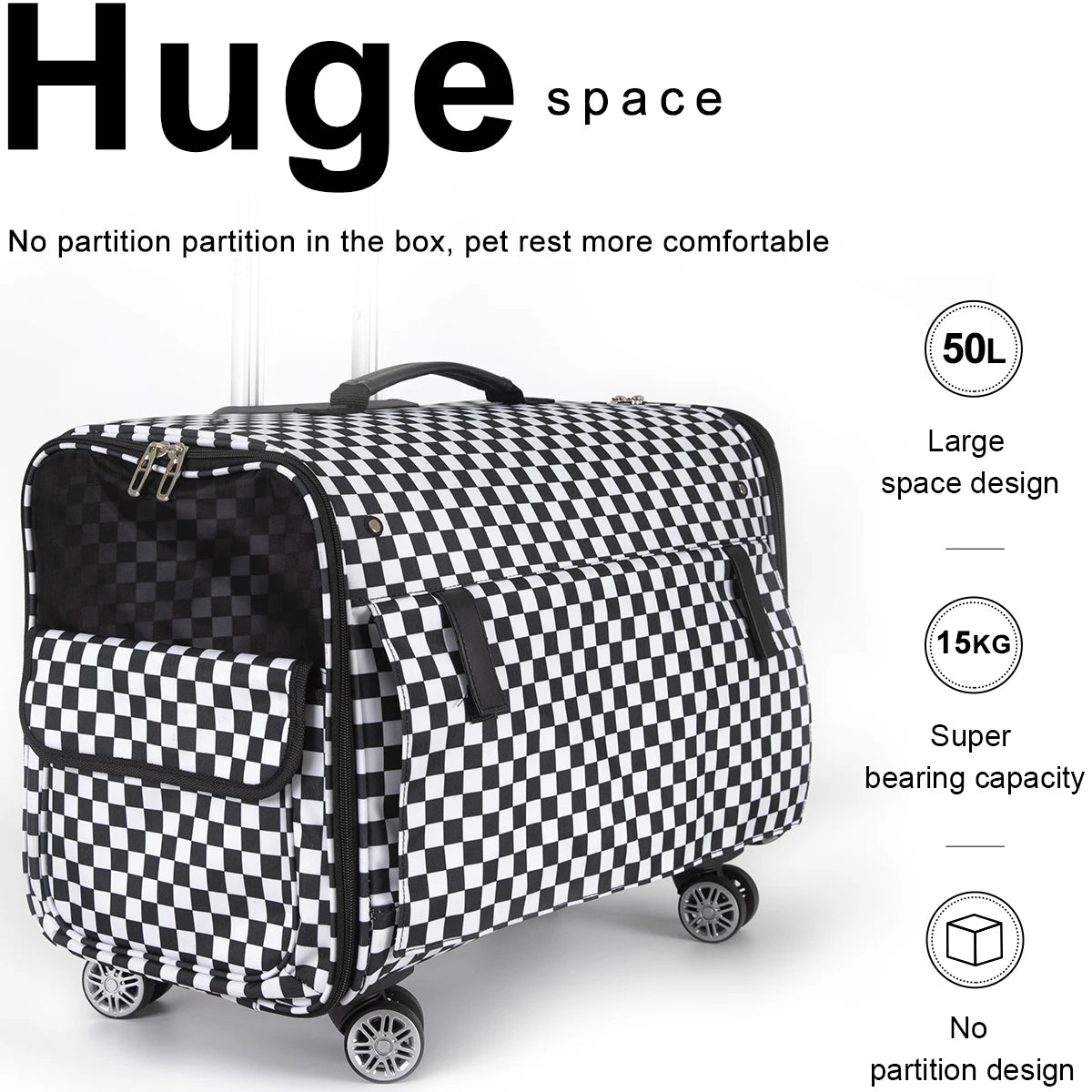 Sac de Transport à Roulettes Pour 2 Chats