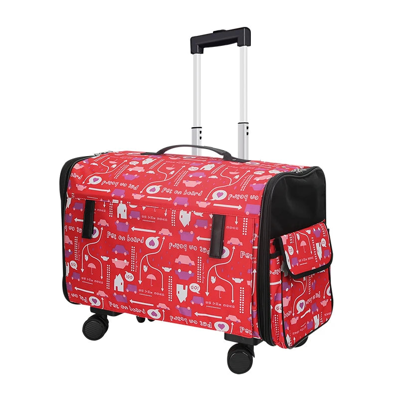 Sac de Transport à Roulettes Pour 2 Chats
